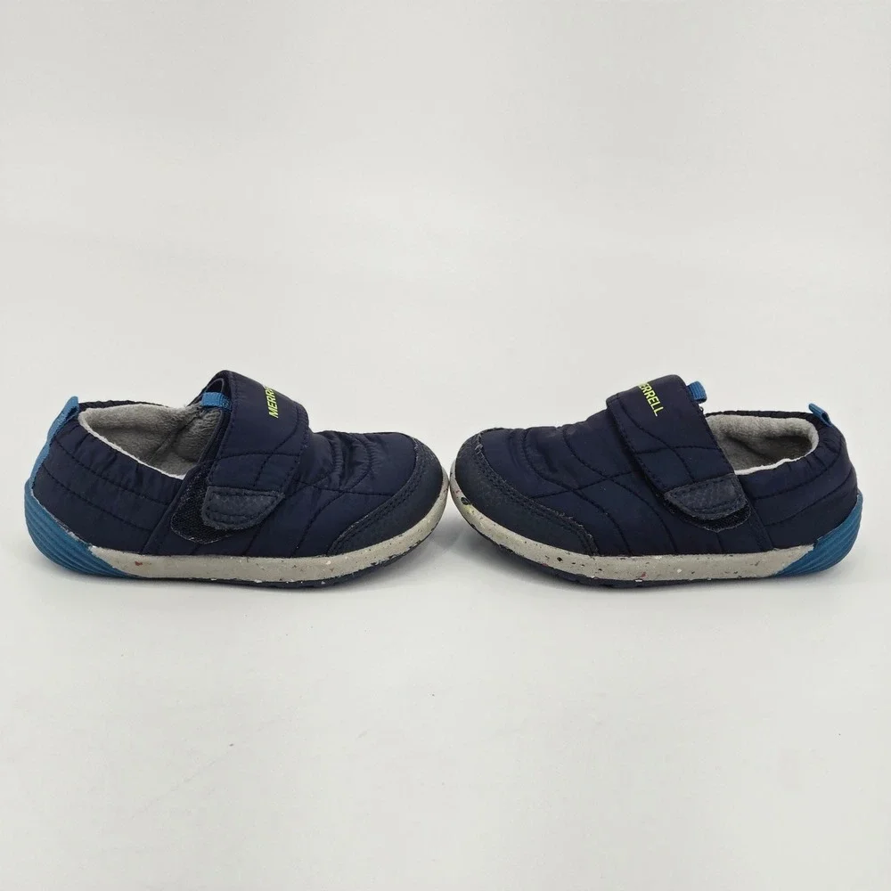 Merrell Bare Steps Hut Moc Navy Blue Quilted Infant Toddler Slip On Shoes Sz 7M